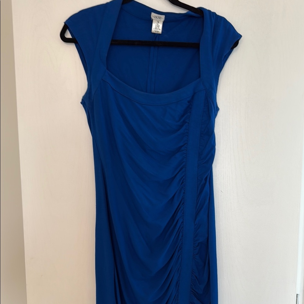 Cache Blue Ruched Asymmetrical Sheath Dress